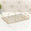 GOLD HOME 2Pcs Metal Mirror Tray Set