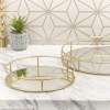 GOLD HOME 2Pcs Metal Mirror Tray Set