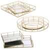 GOLD HOME 2Pcs Metal Mirror Tray Set