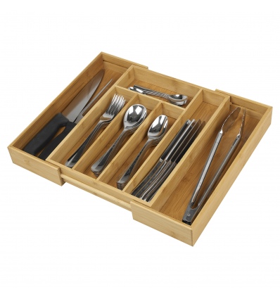 Extendable Bamboo Cutlery Box Rack 37x34x5cm [301338]