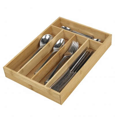 5 Compartment Bamboo Cutlery Box Rack32x23x4.5cm [301345]