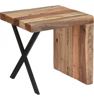 Rustic Chunky L Shape Solid Teak End Table [334924]