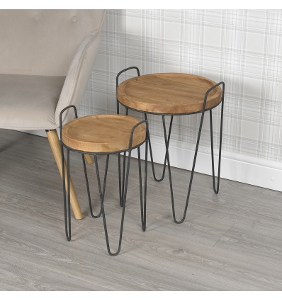 2Pc Solid Teak Round Nesting Side Tables [822292]