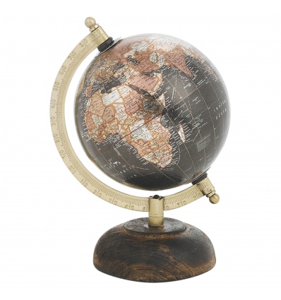 Metallic Globes on Wooden Base