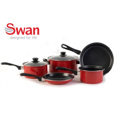 Swan 5 Pcs Red Carbon Steel Cookware Set [660596]