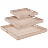 3pc Set Large Wooden Serving Tray with Handles [019217]]