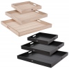 3pc Set Large Wooden Serving Tray with Handles [019217]]