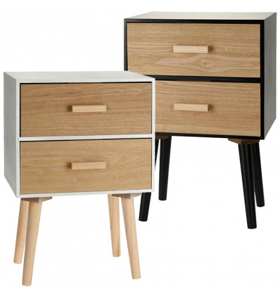 Scandi Two Tone Bedside Table With 2 Drawers