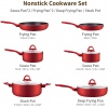 HITECLIFE Metallic Red Non Stick 10 Pc Aluminium Pan Set With Matching Handles [N9101]