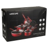 HITECLIFE Metallic Red Non Stick 10 Pc Aluminium Pan Set With Matching Handles [N9101]