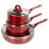 HITECLIFE Metallic Red Non Stick 10 Pc Aluminium Pan Set With Matching Handles [N9101]