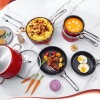 HITECLIFE Metallic Red Non Stick 10 Pc Aluminium Pan Set With Metal Handles [N9103]