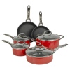 HITECLIFE Metallic Red Non Stick 10 Pc Aluminium Pan Set With Metal Handles [N9103]