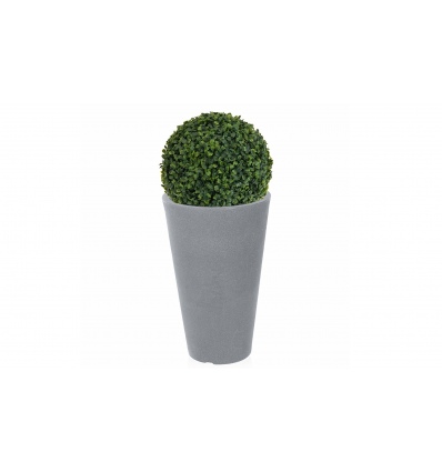 Round Flower Plant Pot Stone Effect With Buxus