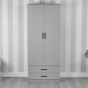 2 Door 2 Drawer Grey Wardrobe