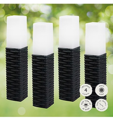 Rattan Effect Solar Post Lights [348775]