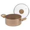 URBN-CHEF Rose Gold Pots & Pans With Wood Look Handles