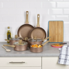 URBN-CHEF Rose Gold Pots & Pans With Wood Look Handles