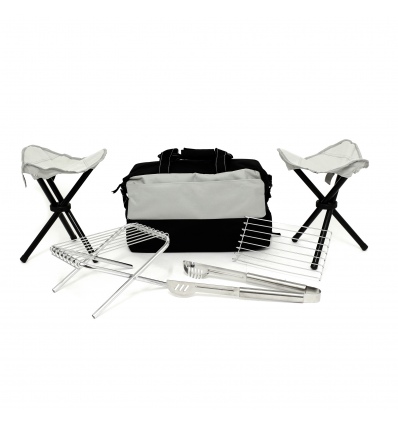 7 Piece Black & Grey Cooler Bag & Grill Set