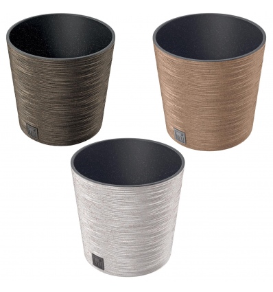 FURU ECO SLIM LOW Wood Effect Round Flower Pot