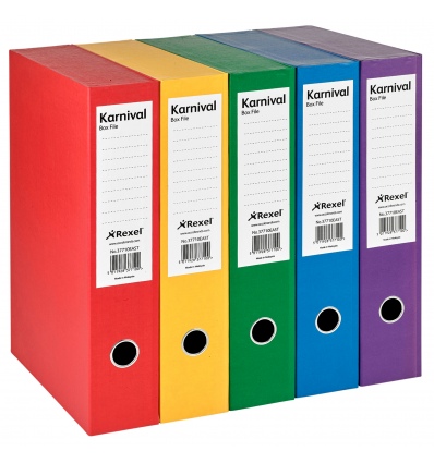 REXEL BOXFILE C+R KARNIVAL FOOLSCAP ASSORTED [377100]