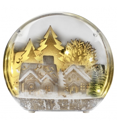 22cm Decorative Oval Wooden Dome Xmas Scene [989001]