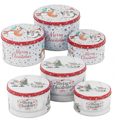 Kids Xmas Design 3 Piece Cookie Tin Set [913440]