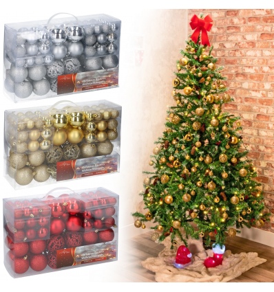100 Assorted Sized Christmas Baubles in PVC Box