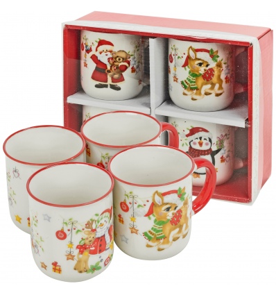 4 x 200ml Ceramic Christmas Design Mug Sets [253550]