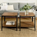 Rustic Wood End Side Table, Set of 2 - Reclaimed Wood/Barnwood [101938]