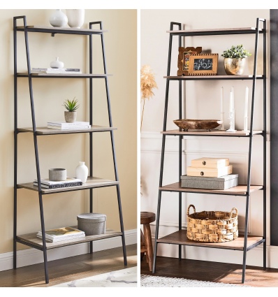 Arlo 72" Industrial Metal & Wood Modern Ladder Bookshelf