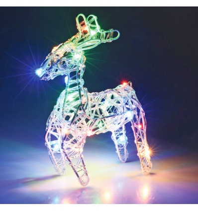 20cm Acrylic Reindeer with 20 Colour LED Lights [615654]