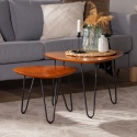 2Pcs Mid Century Modern Coffee Table Set - Walnut [105837]