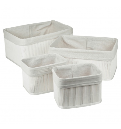 4 Piece Linen Lined Bamboo Basket Set [138659]