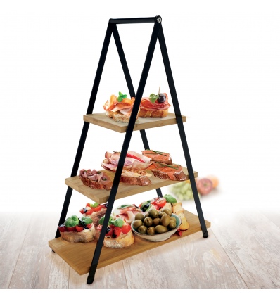 3 Tier Wood & Metal Etagere Pyramid Style Display Stand [221467]