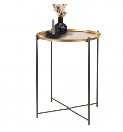 Black & Gold Metal Folding Table [271981]