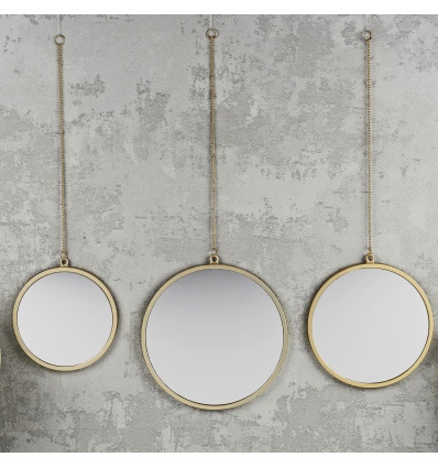 3 Round Gold Hanging Mirrors Set [137225]