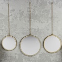 3 Round Gold Hanging Mirrors Set [137225]