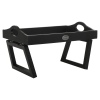 Black Wooden Serving Sofa Tray with Folding Legs [019071]