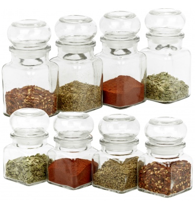 4 Glass Storage Spice Jars with Lids - Sleeve Pack