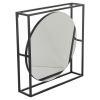 Black Square Metal Frame Round Mirror [073950]