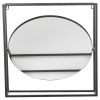 Black Square Metal Frame Round Mirror [073950]