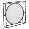 Black Square Metal Frame Round Mirror [073950]