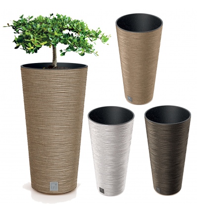 FURU ECO SLIM TALL Wood Effect Round Flower Pot