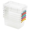 5 Pack Transparent Plastic Storage Boxes with Coloured Clip Lids