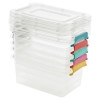 5 Pack Transparent Plastic Storage Boxes with Coloured Clip Lids