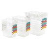 5 Pack Transparent Plastic Storage Boxes with Coloured Clip Lids