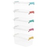 5 Pack Transparent Plastic Storage Boxes with Coloured Clip Lids