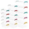 5 Pack Transparent Plastic Storage Boxes with Coloured Clip Lids