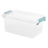 5 Pack Transparent Plastic Storage Boxes with Coloured Clip Lids